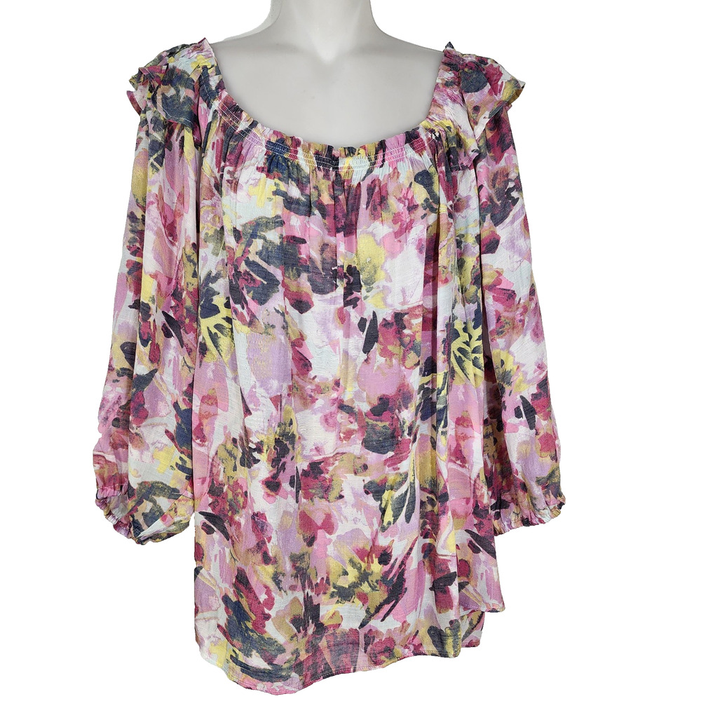 Zac & Rachel Top Womens Size 3X Blouse 3/4 Sleeve On Off Shoulder Romantic Fairy